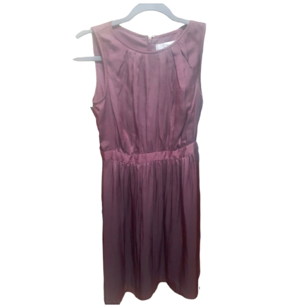Purple/plum Loft silky dress, knee length, gently used, size 0